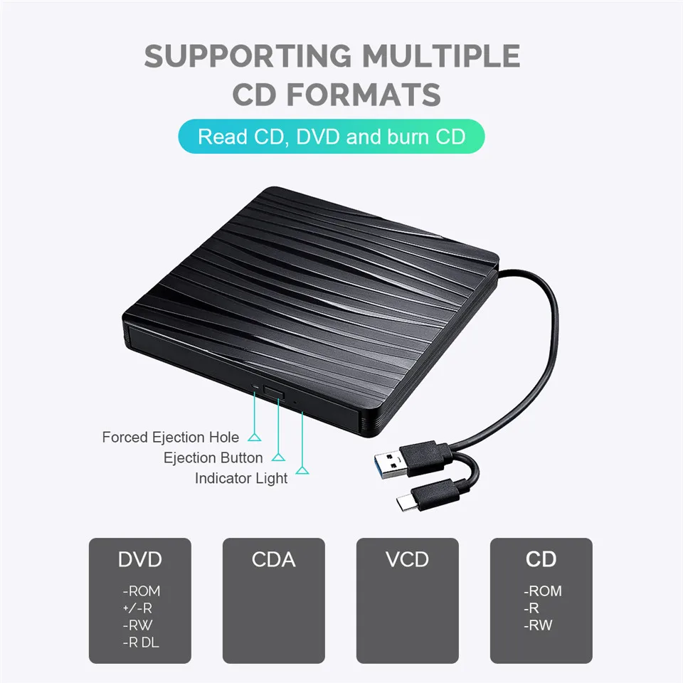 Тип C USB 3 0 оптические диски чехлы DVD RW CD Писатель Привод горелки ридер плеер для