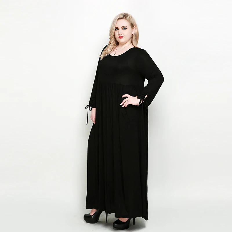 Осенняя женская одежда больших размеров длинные макси платья Vestidos 7xl 6XL 5XL с