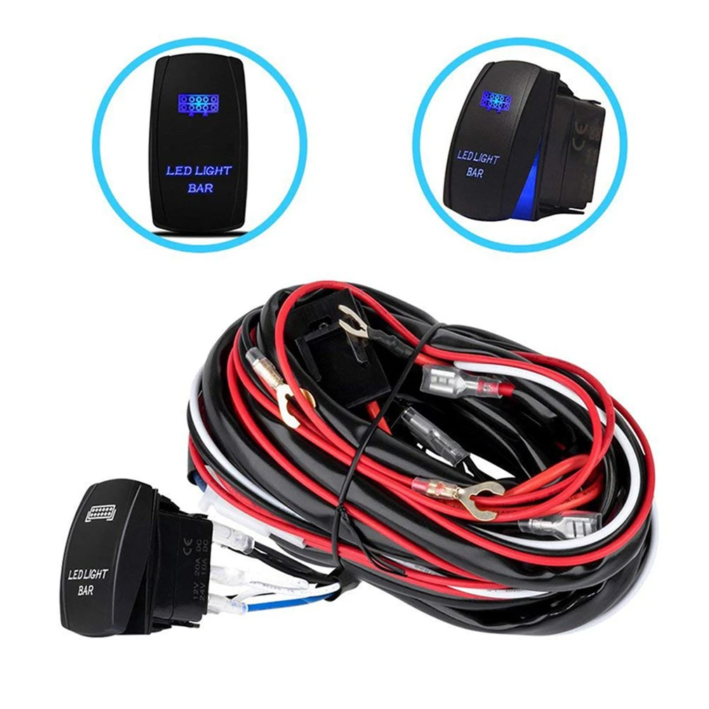 12V 40A LED Work Fog Light Bar Wiring Harness Relay Kit ON/OFF Switch Off Road 