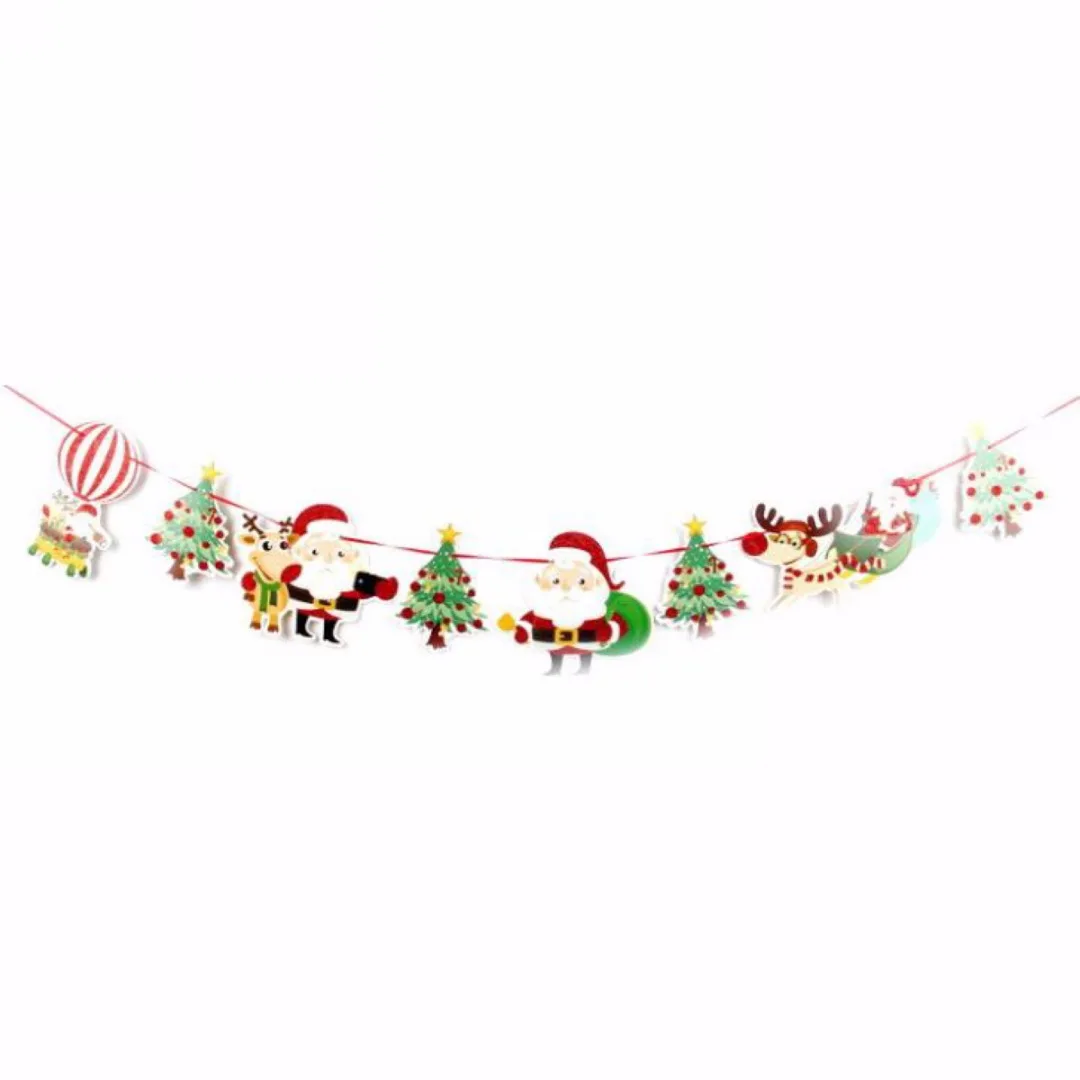 Christmas Decor Hanging Snowman Santa Claus Elk Sock Banner Garland Supplies