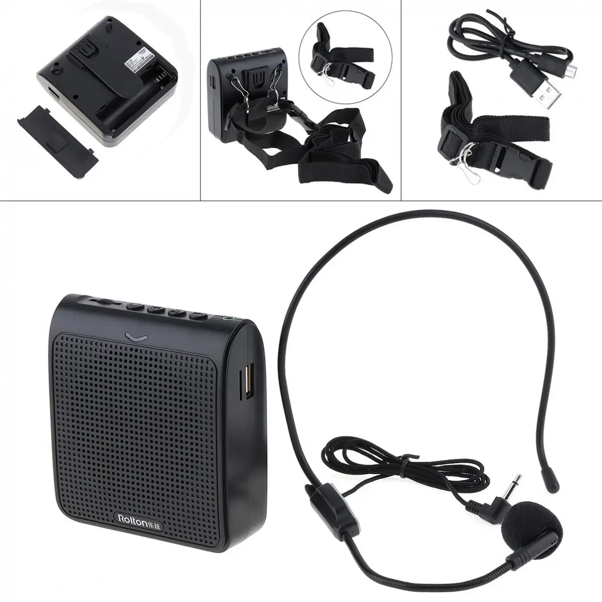 

Rolton K100 Wired Mini Audio Speaker Megaphone Voice Amplifier Loudspeaker Microphone Waist Band Clip Support FM Radio TF MP3