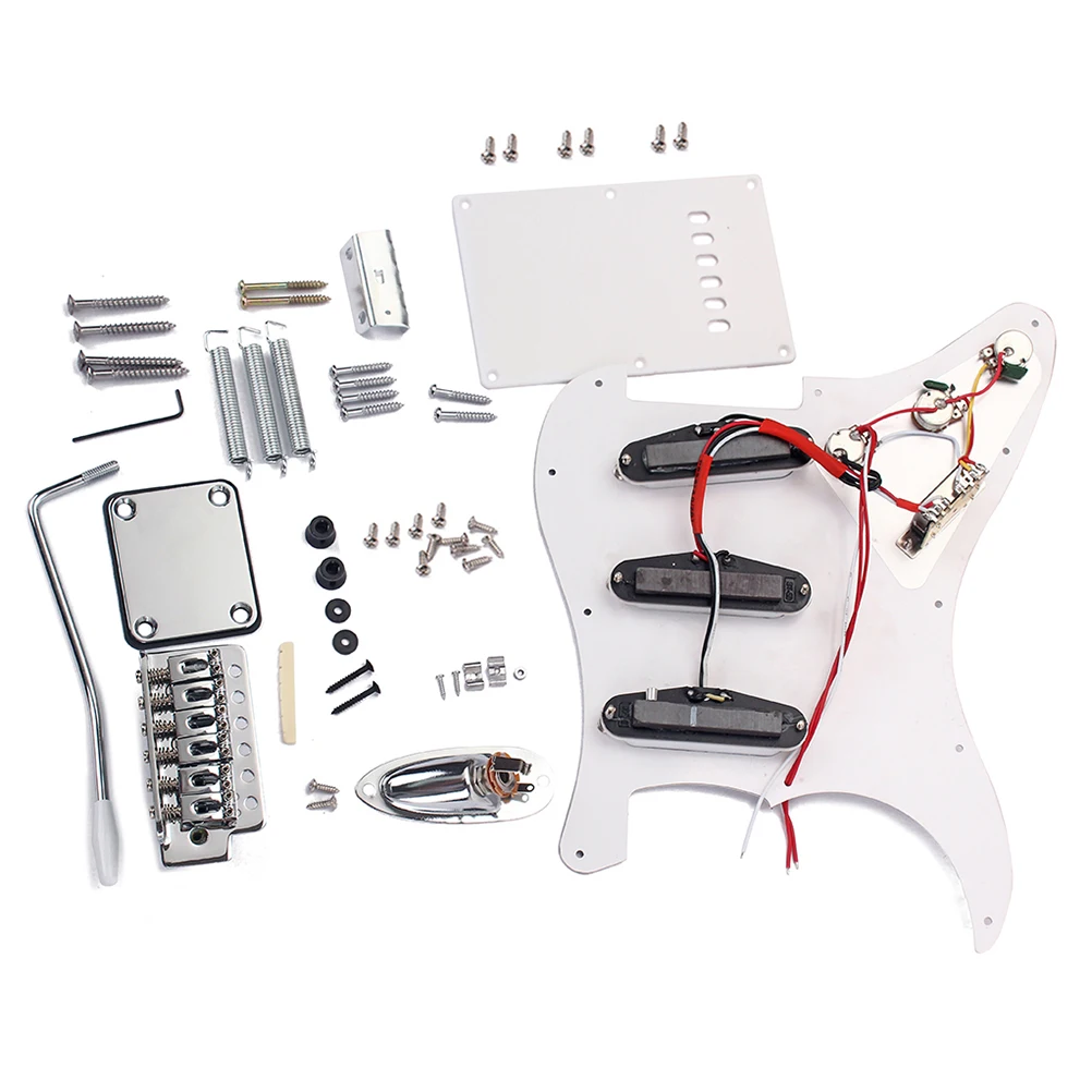 

1PC DIY Electric Guitar Kit Full Accessories Guitar ST Style Kit Set with Pickguard Bridge System Hardware Screws Back Cover