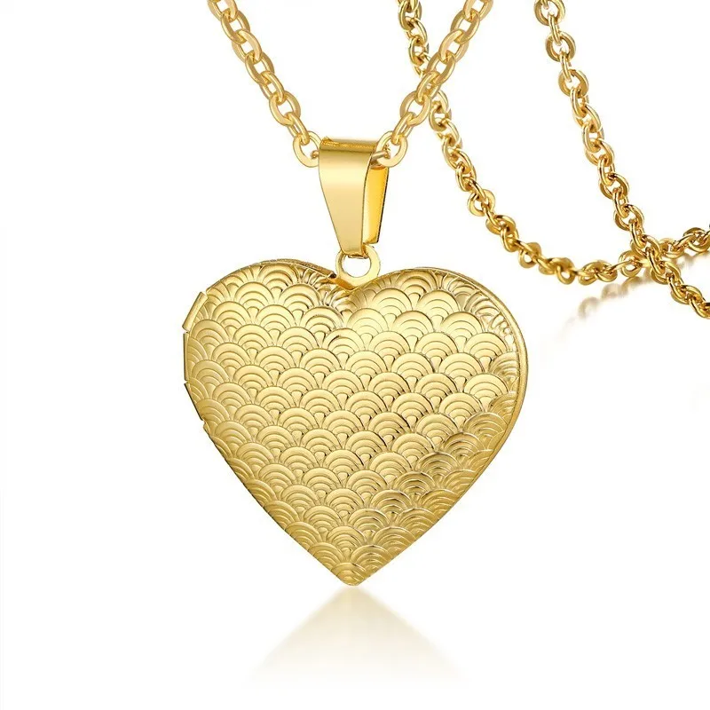 Vnox женское сердце медальон ожерелье из нержавеющей стали фоторамка на память Романтическая любовь кулон для женщин обещание подарок на память