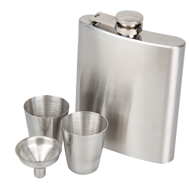 7oz Hip Flask Stainless Steel Wine Bottle Whiskey Container Pocket 7oz Hip Flask Stainless Steel Wine Bottle Whiskey Container Pocket Alcohol Pot Cap Funnel Drinkware Set