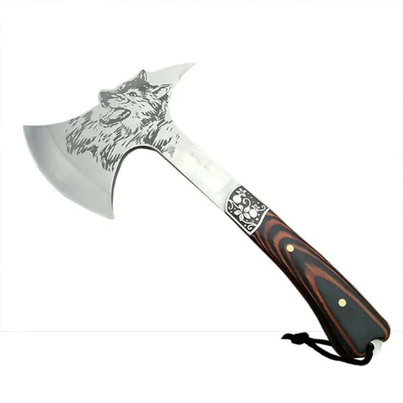 

Stainless Steel Multifunctional Camping Ax for Chopping meat Multifunctional Outdoor Hatchet With Wood Handle