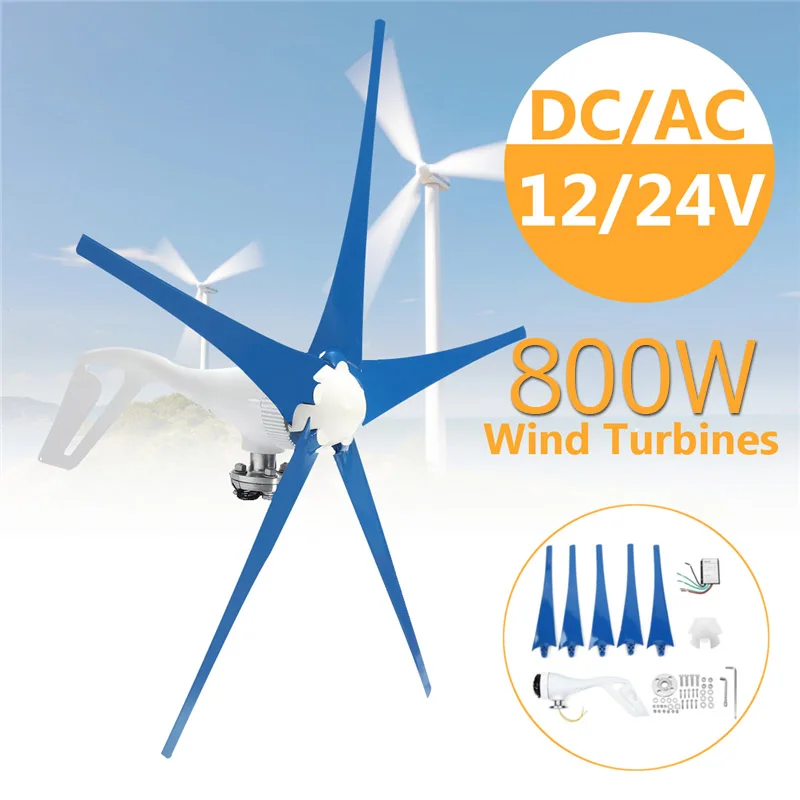

Wind for Turbine Generator Five Wind Blades Option 800W Wind Controller Gift Fit for Home Or Camping +Mounting accessories bag
