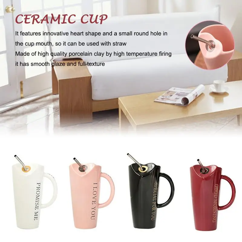 480ML Ceramic Cup With Straw Personality Kitchen Coffee Mug Home Office Drinkware Unique Gifts | Дом и сад