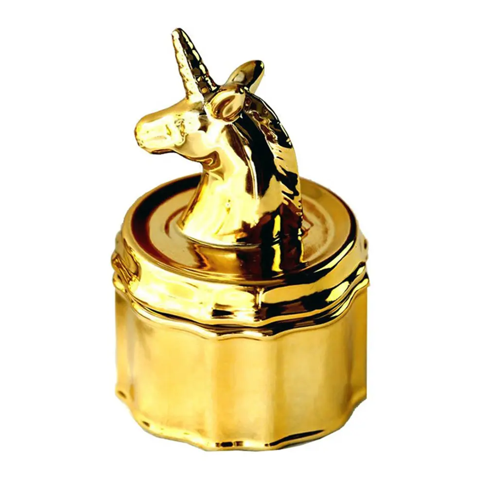 

1pc/lot Lovely Golden Unicorn jewellery box storage box romantic ring container Valentine Gift