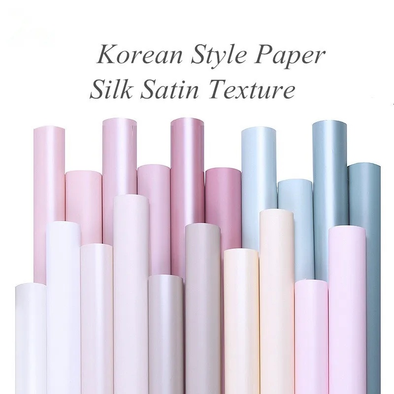 

NEW 10pcs Korean Style Paper Silk Satin Texture Floral Gift Wrapping Paper Bouquet Packaging Craft Flower Shop Florist Supplies