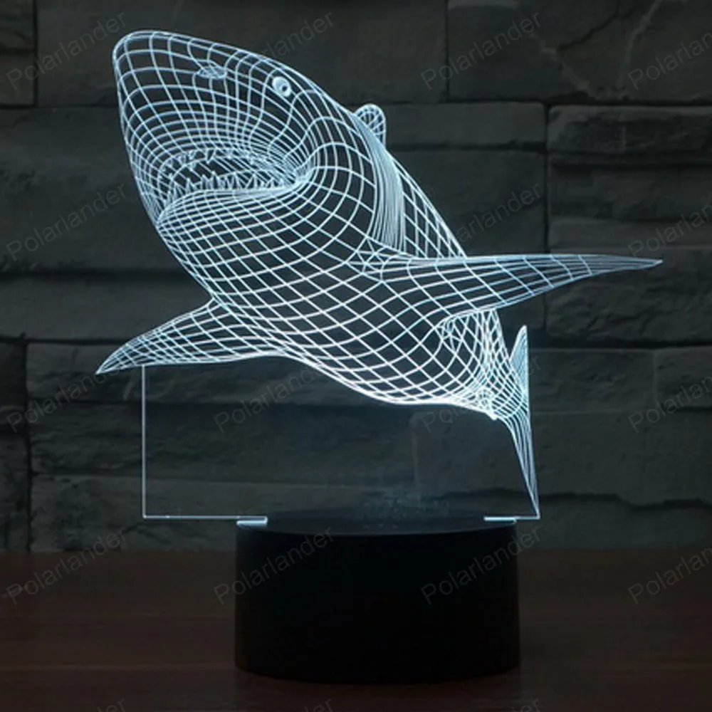 3D световая акула Красочные трехмерные светодиодный светильник градиентные огни