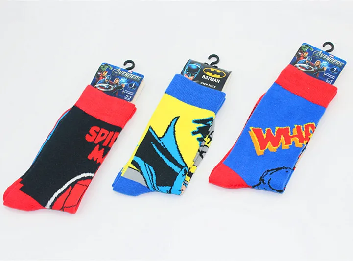 Новая мода, мужские носки с Бэтменом, чудо-женщина, носки без пятки, мужские носки супермена с человеком-пауком