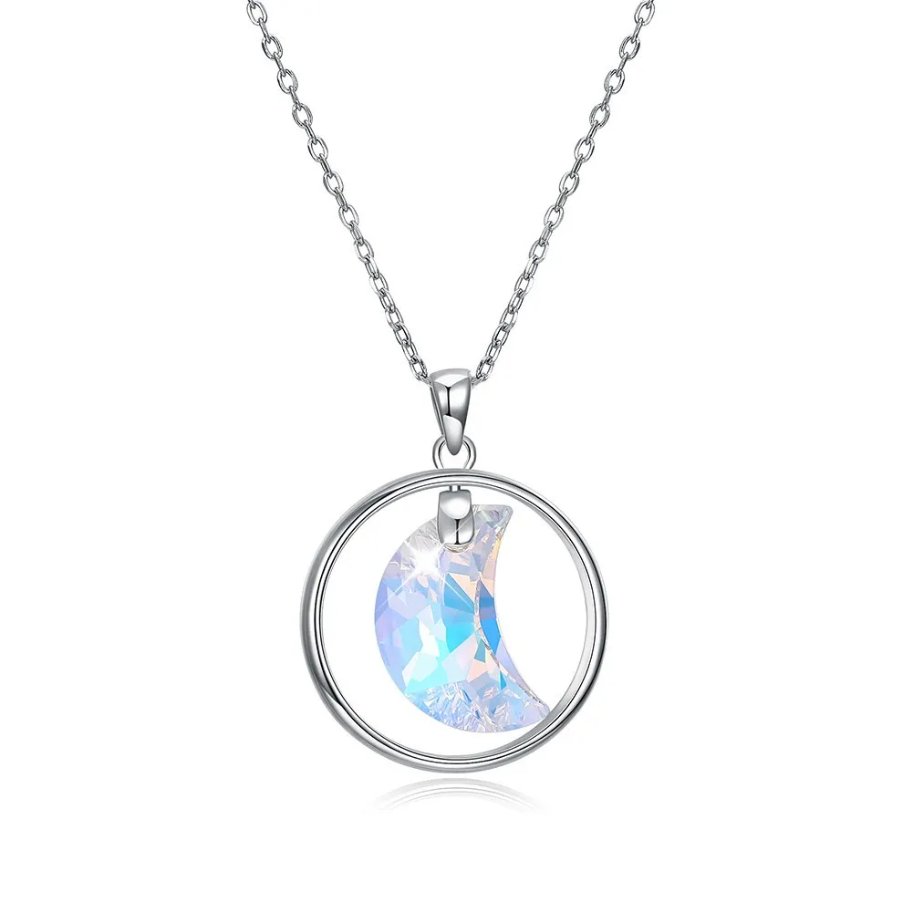 Женское ожерелье с Луной и кристаллами Swarovski S925 модные ювелирные украшения для