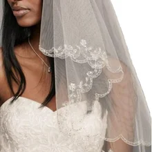 К требованиям заказчика; сверкающие; цвета слоновой кости и серебряного цветов; блестящая кристаллы вышивка свадебная фата 137(2 T, светильник слоновая кость