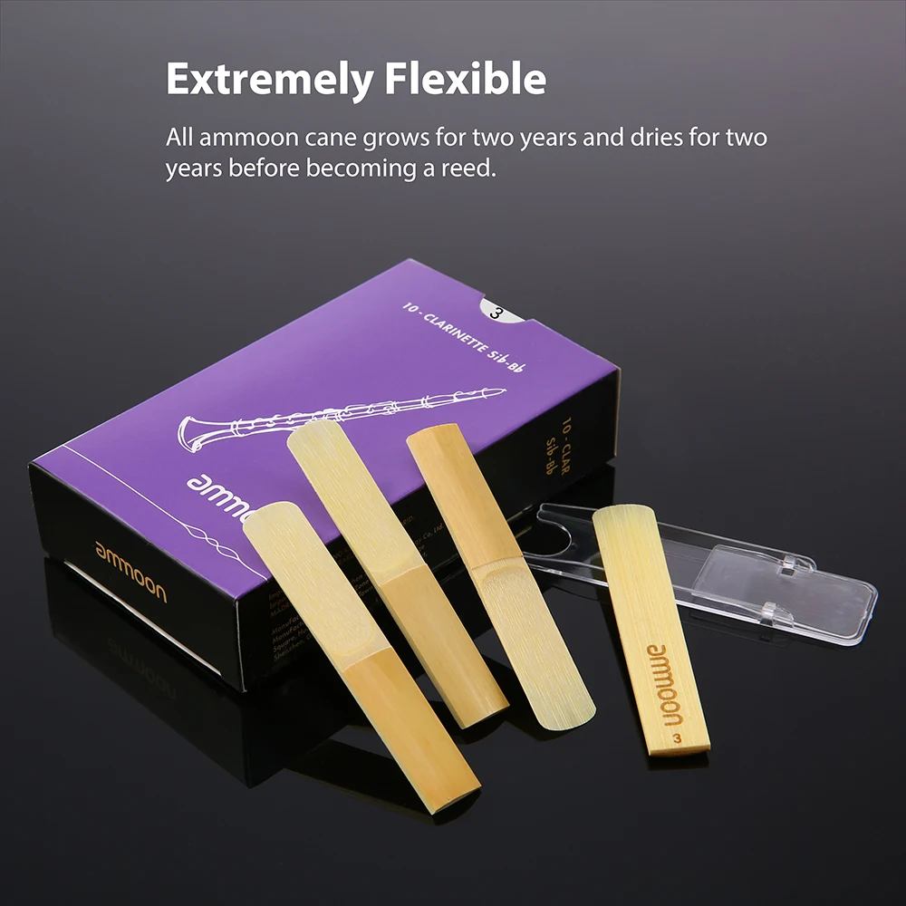 

ammoon 10pcs/ Box Bb Clarinet Reeds Woodwinds Bb Clarinet Traditional Reeds Strength 2.5/ 3.0 Woodwind Instruments Accessories