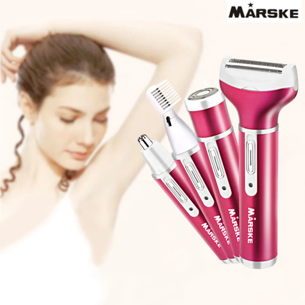 

MARSKE 4 In 1 Rechargeable USB Epilator Hair Removal Nose Beard Eyebrow Trimmer Female Shaver Depilator Depilation Machine