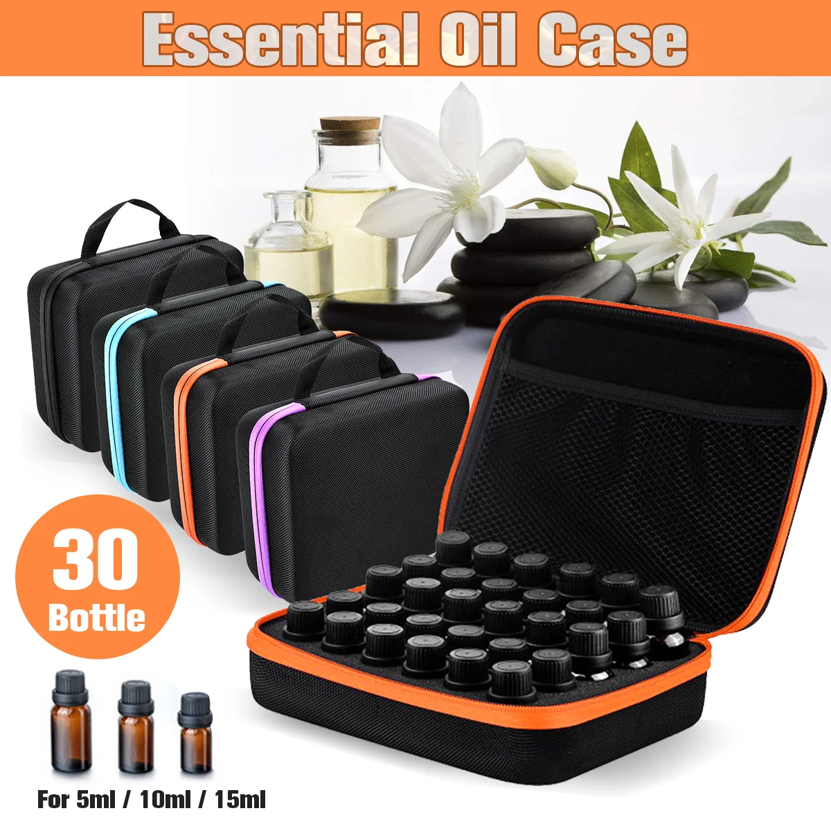 

Essential Oil case 30 Multicapacity Bottles 5ML 10ML 15ML Essential Oil Box Carry Bag Nail Polish Perfume Oil Storage Bag