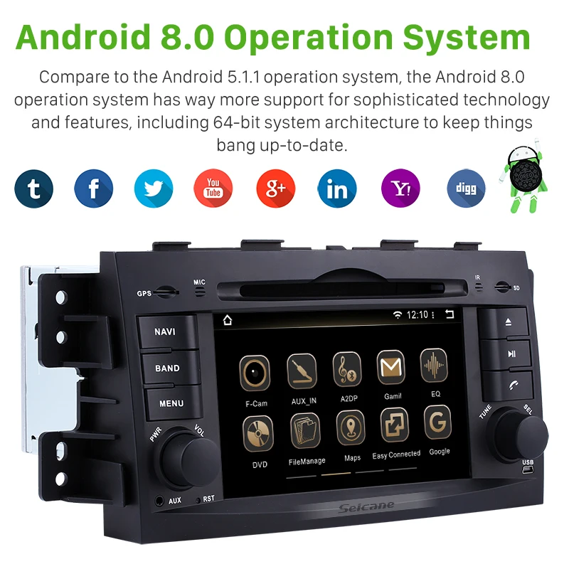 Top Clearance Seicane 4GB 8-Core Android 8.0 7inch GPS Car Radio For 2008-2015 KIA BORREGO DVD Multimedia Player 1080P Video Stereo 1