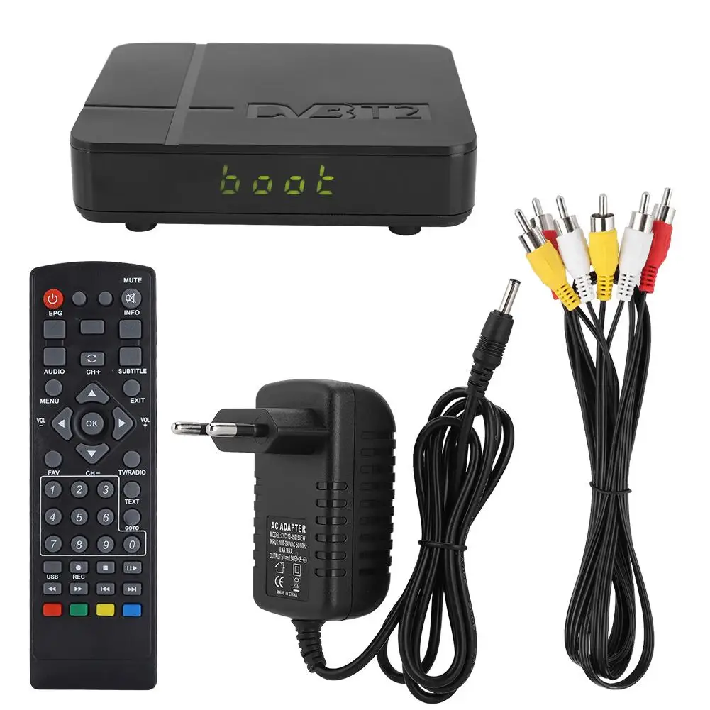 Горячая Мини DVB T2 HD цифровая ТВ приставка 950 МГц 2150 ЕС 100 240 В|ТВ-приставки и