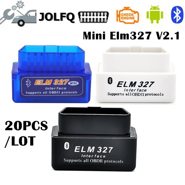 Заводская цена! 20 шт./лот супер мини elm327 Bluetooth OBD2 V2.1 Elm 327 В 2,1 OBD 2 автомобиля диагностический сканер инструмент OBDII адаптер