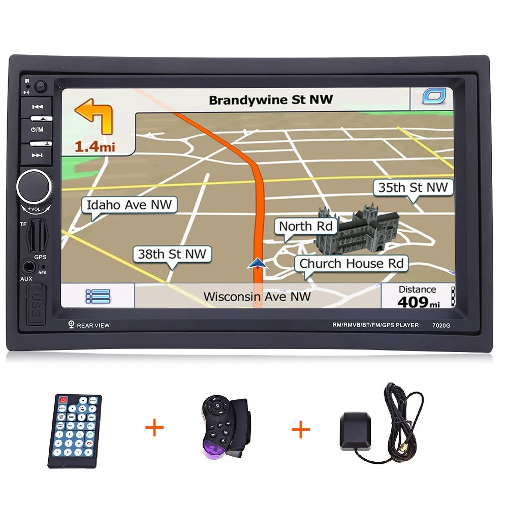 7020G 2 Din font b Car b font Multimedia Player Bluetooth FM Remote Control GPS 7