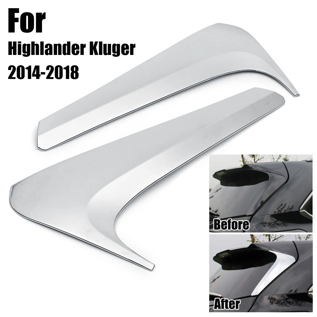 Car Chrome Rear Window Side Spoiler Wing Trim Cover for Toyota for Highlander Kluger 2014~2018 Exterior Parts Chromium Styling Car Chrome Rear Window Side Spoiler Wing Trim Cover for Toyota for Highlander Kluger 2014~2018 Exterior Parts Chromium Styling