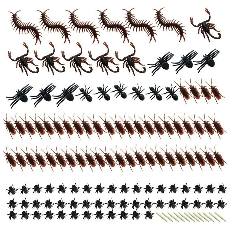 

150pcs Realistic Bugs Plastic Artificial Cockroaches Spiders Centipedes Scorpions for Halloween Party Decoration Party Favors