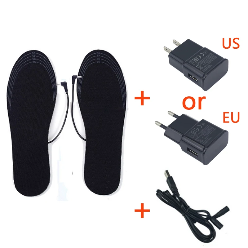 

Winter Electric heated insoles warm Heating Insoles Washable With Adaptor Winter Warm Shoes Insole 35-44 Size customiz