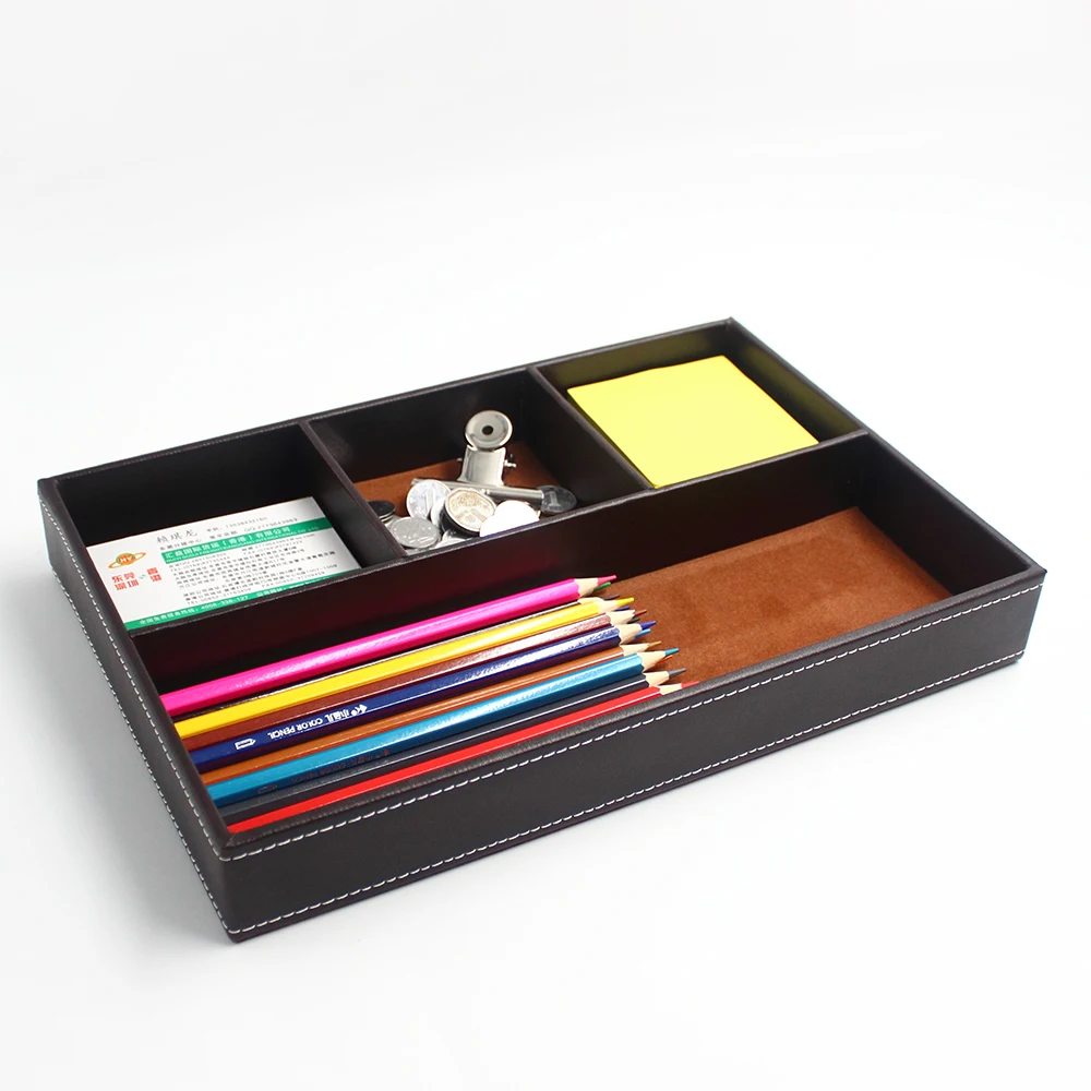 

Four grid storage tray Office Desktop Organizer Stationery Box Tray for Pen Pencil Ruler Paper Notes Tool Box