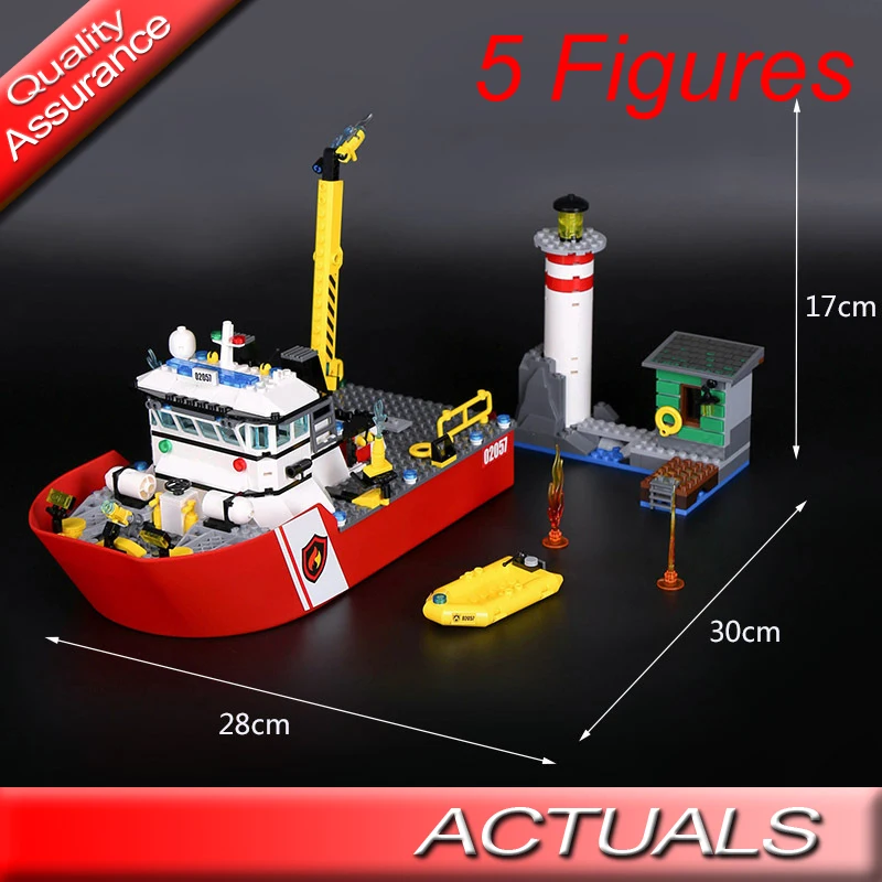 

02057 BELA City Fire FIRE BOAT Building Blocks DIY Ship Model 460+pcs Bricks Ideas Toys Gifts Compatible with Lego 60109