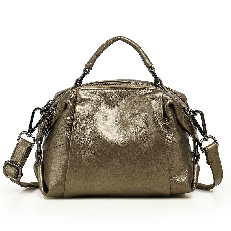  GYKAEO Winter Female Shoulder Bag Ladies Fashion Small Boston Genuine Leather Handbag Women Cowhide - 32956058629