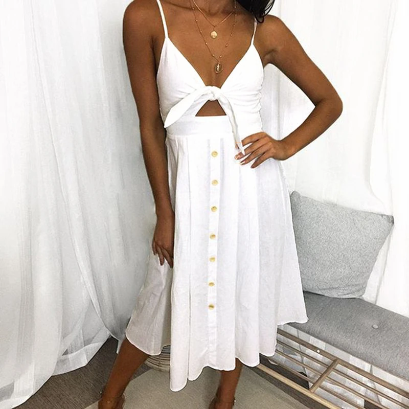 

2019 Dress Women Summer Sexy Strapless Botton Causal Backless Fashion LadiesDresses Bow Female Clothes Vestidos De Verano