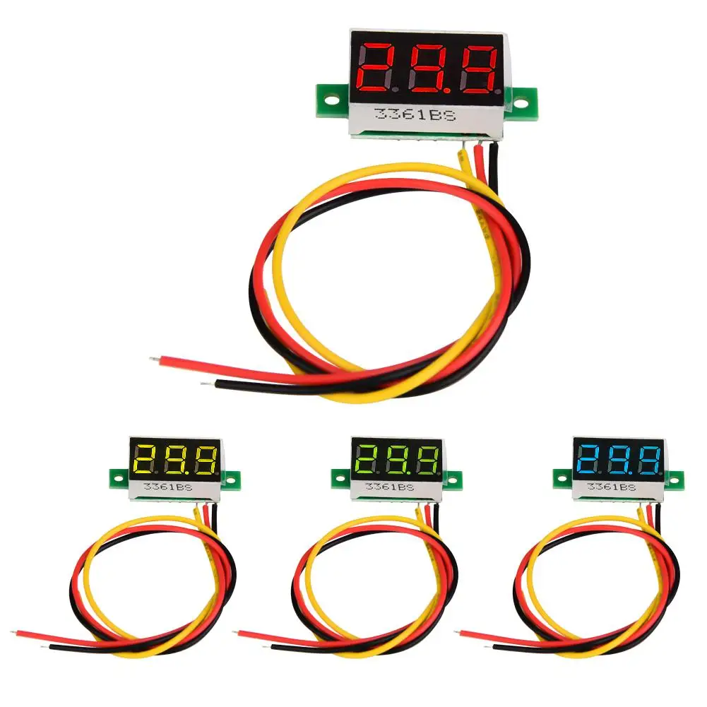 Цифровой Вольтметр 0,36 дюйма Три провода 0-100 в светодиодный дисплей измеритель напряжения водонепроницаемый