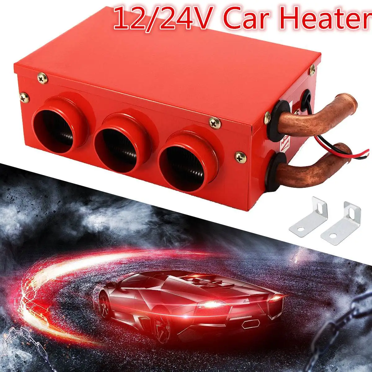 

12V/24V Universal Portable Car Heater Auto Van Heating Air Heater Compact Defroster Demister Car Electrical Appliances Red