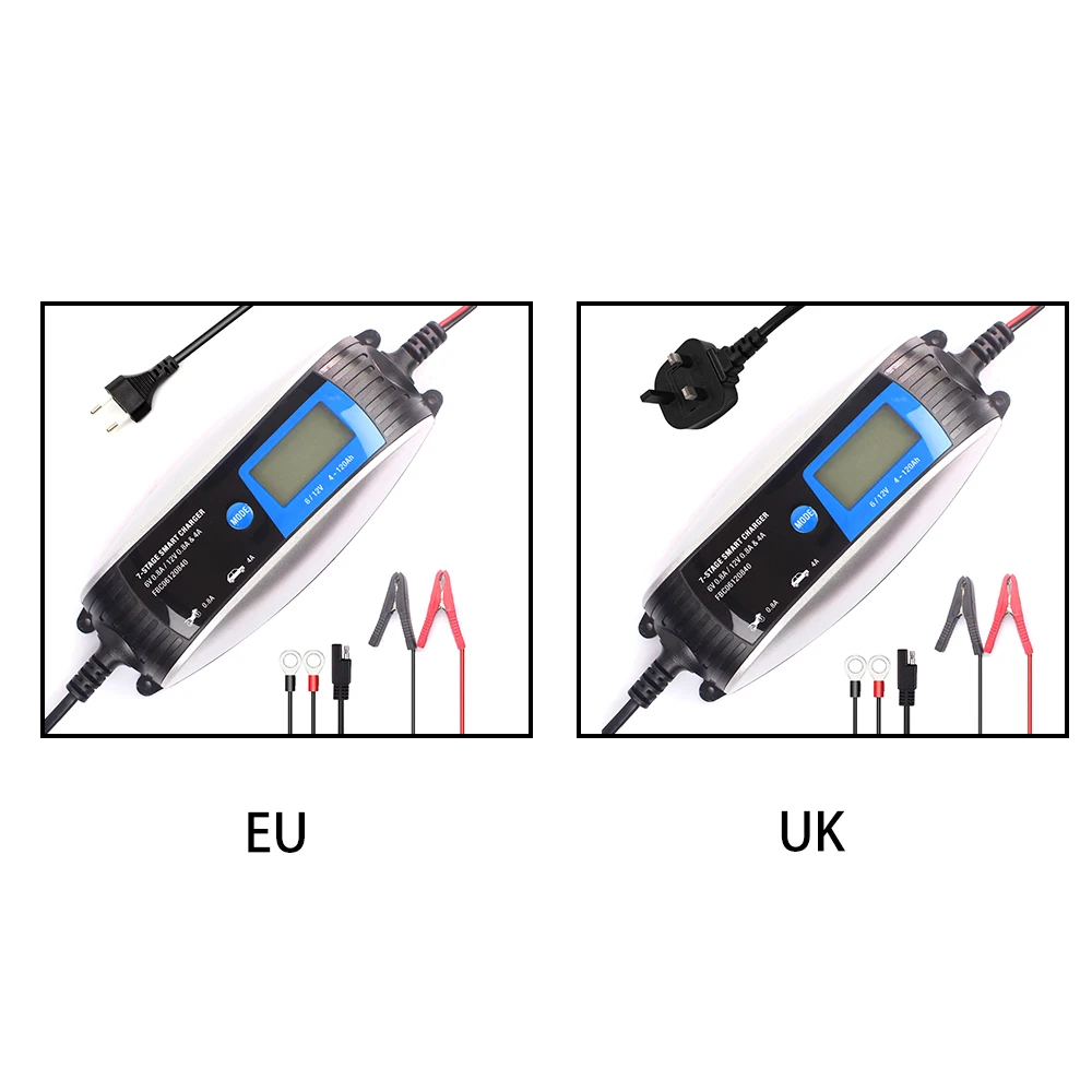 Автомобильное зарядное устройство 12V 0.8A/4A 6V 0.8A 7-stage AGM GEL WET EFB lcd интеллектуальное зарядное устройство для игрушечного мотоцикла автомобиля