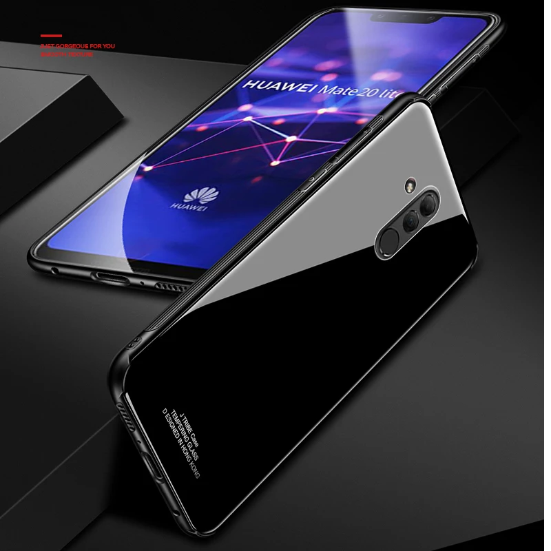 Чехол из закаленного стекла для Huawei Mate 20 Lite жесткая задняя крышка мягкий