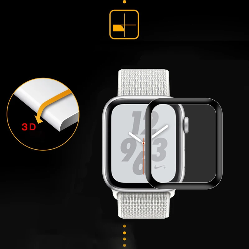 3D закаленное стекло полное покрытие для Apple Watch 4 защита экрана Мягкий край полная
