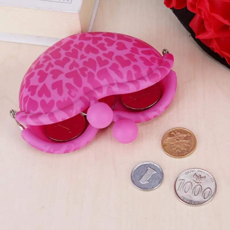 Heart Shape Coins Purse Sweet Cute Creative Women Girls Silicone Mini Heart Clip Hasp Key Coin Holder Wallet Kids Wallets Gifts