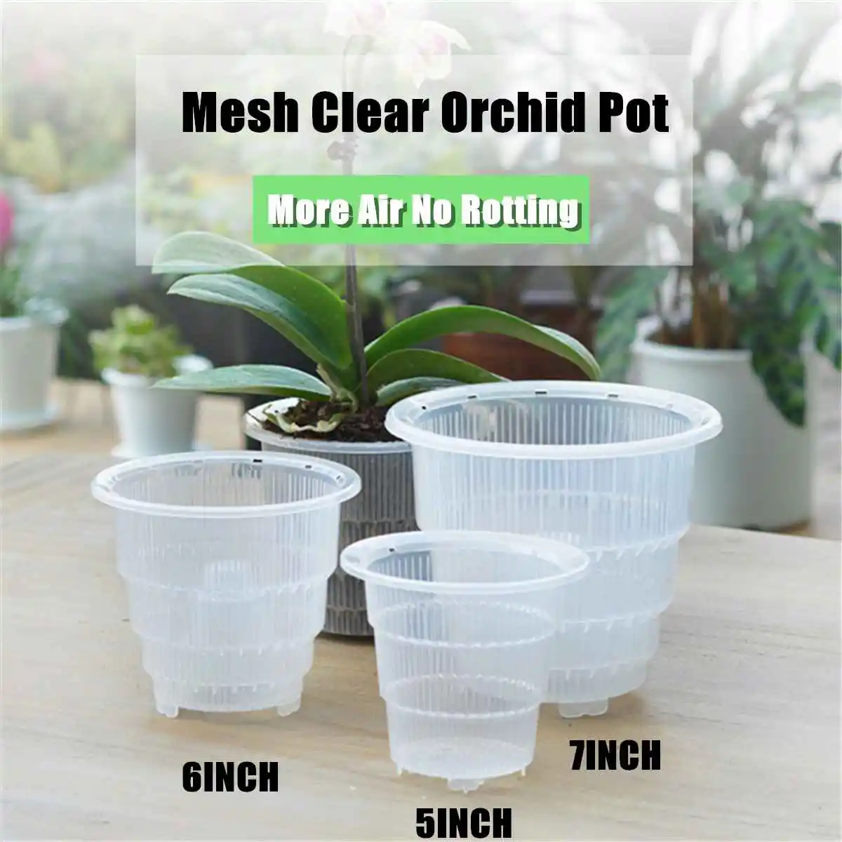 

5/6/7 Inch Mesh Pot PP Clear Orchid Flower Container Planter Durable Fleshy Flower Pot With Holes Home Gardening Decoration