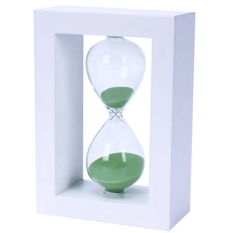 

Wooden Frame Hourglass Sand Timer (White Frame Green Sand 30 Minutes)
