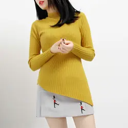 Модные корейские женские трикотажные несимметричный джемпер свитер повседневное водолазка для женщин свитеры для пуловеры