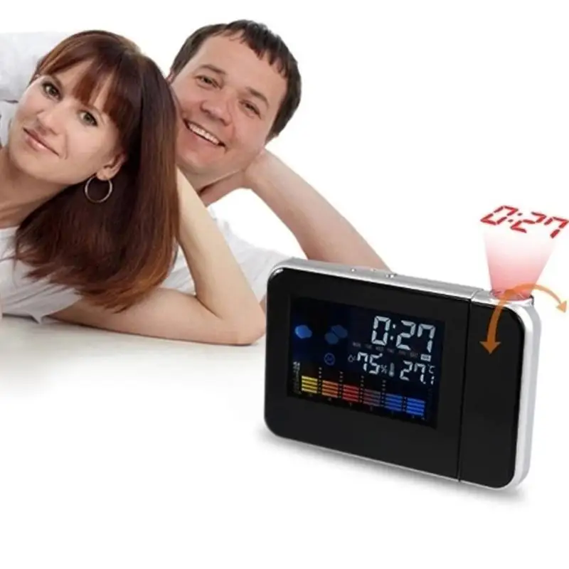 

Digital LCD LED Alarm Clock Projector Weather Station Thermometer Calendar Home Office Living Room Decoration Supplier Accessory