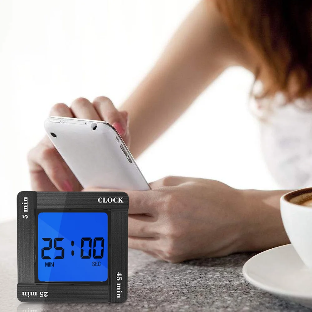 

Creative Alarm Clock Scientific Time Management Tomato Timing Reminder Flip Four Square Clock LED Digital Clock