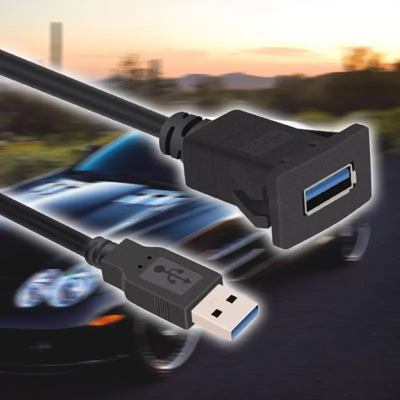 

VODOOL 1m 3.3ft Meter Single Port USB3.0 Male Female Extension Aux Cable Car Dial Embedded Installation USB Car Electronics Kit