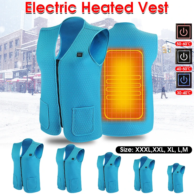

Unisex USB Heating Electric Heated Vest Winter KeepWarm Up Jacket Coat Ski Outdoor Automatic Cotton Riding Skiing Fishing 5 Size