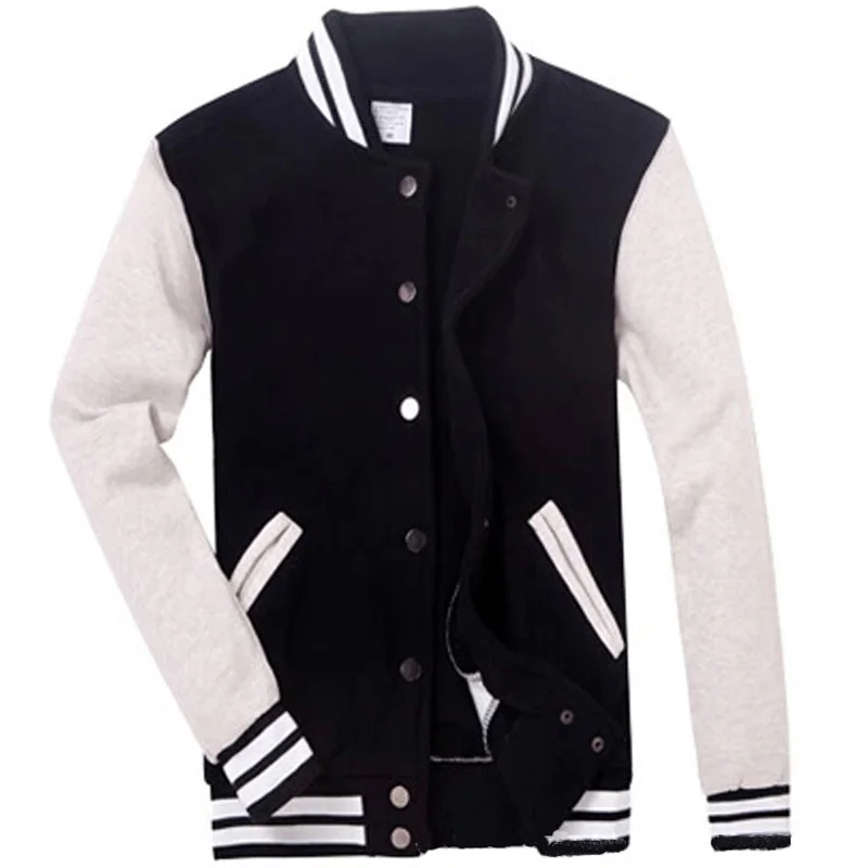 

New Men/Boy Baseball Jacket Veste Homme Autumn Slim Cotton College Varsity Jacket Mens Fashion Black Casual High School Jackets