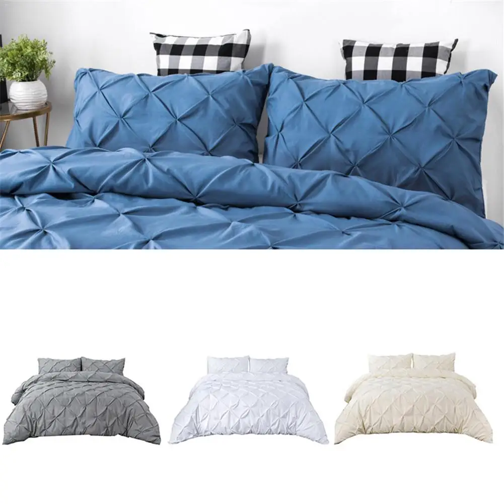 

3PCS/set Fashion Duvet Cover Luxury Pinch Pleat Fashion Duvet Set Quilt Cover Pillow Case Sheets Quilt Bed Linings