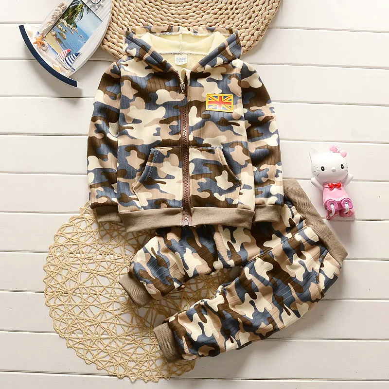 

Camouflage Boys Clothing Set 2019 New Autumn Winter Kids Clothes Hooded Jacket+Pants Children's Tracksuits For Boys Sports Suit