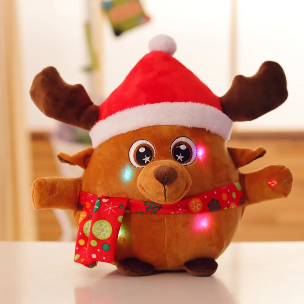 25 см светящийся светодиодный поют рождественскую песенку красочный светящийся яркий плюшевый Санта-Клаус мягкие куклы игрушки милые подарки для детей