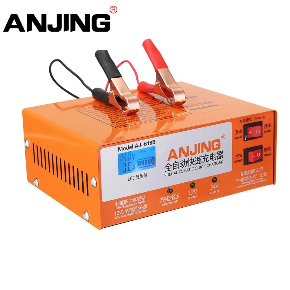 

AJ-618B Universal 12V/24V Car Charger Automatic Intelligent Repair LED Display Car Motorcycle Truck Battery Charger EU/US Plug