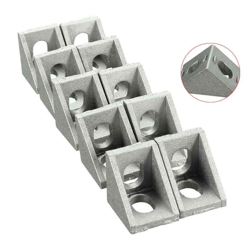 

10pcs Corner Bracket Grey Aluminum 90 degree Shape Corner Joint Brace Right Angle Bracket 20x20mm